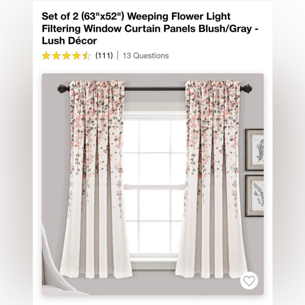 New Set of 2 (63"x52") Weeping
Flower Light. 
I have 2 sets of curtains in stock